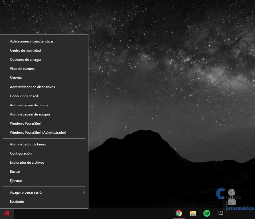 Menú Oculto Windows 10