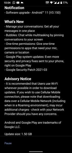 OTA Android 11 para el Nokia 4.2