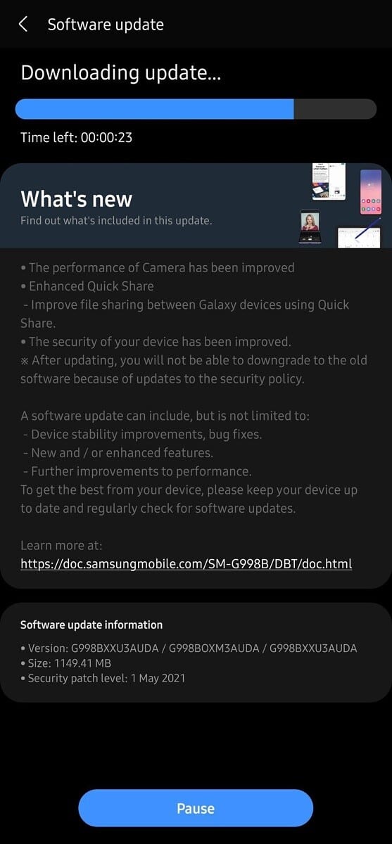 Parche seguridad Mayo Galaxy S21