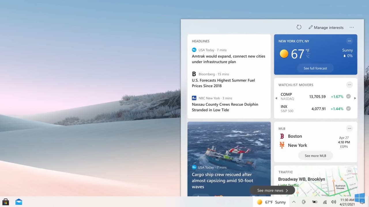 Windows 11 Sun Valley tendrá nuevos Widget