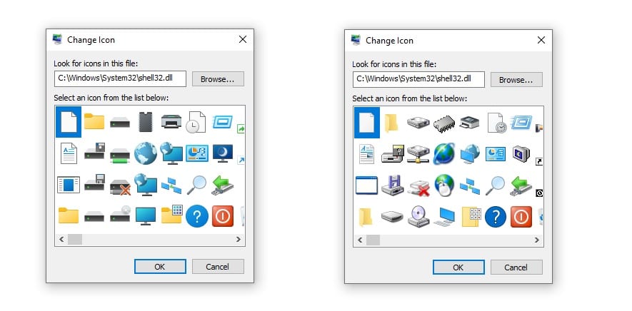 Sun Valley (Derecha) - Win95 (Izquierda)