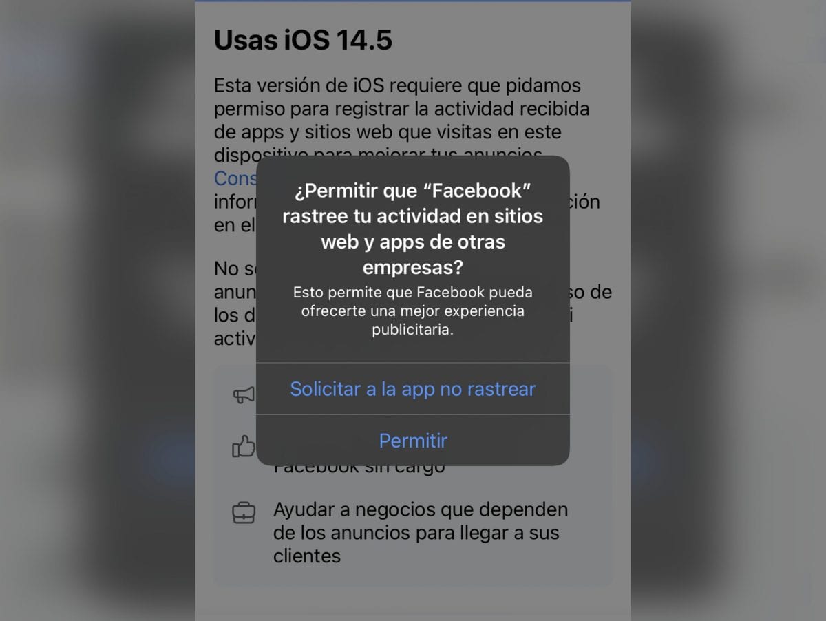 Consentimiento de seguimiento de app en iOS 14.5