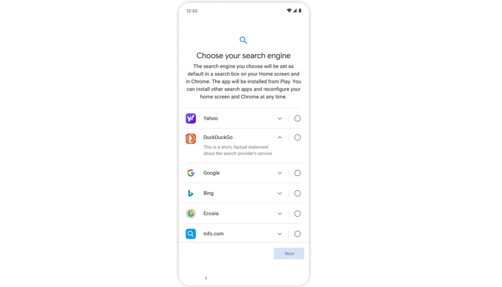 Android tendrá más motores de búsqueda