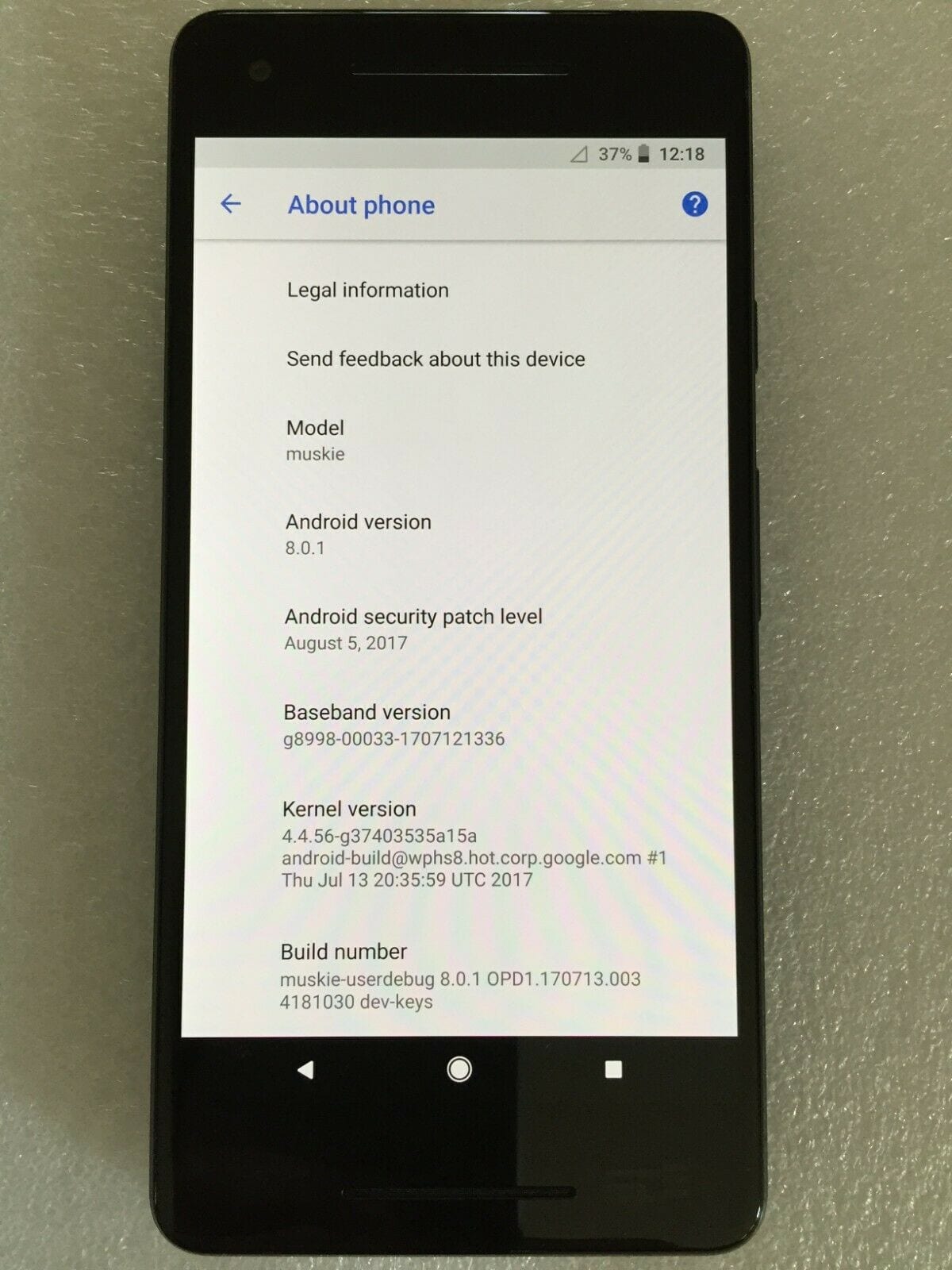 Prototipo del Google Pixel 2 XL de HTC