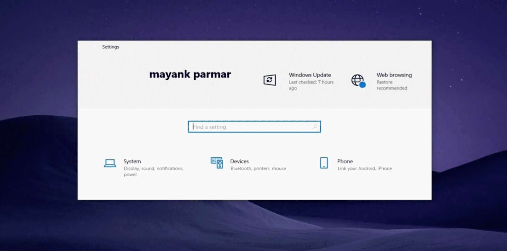 Nueva aplicación Configuración Sun Valley