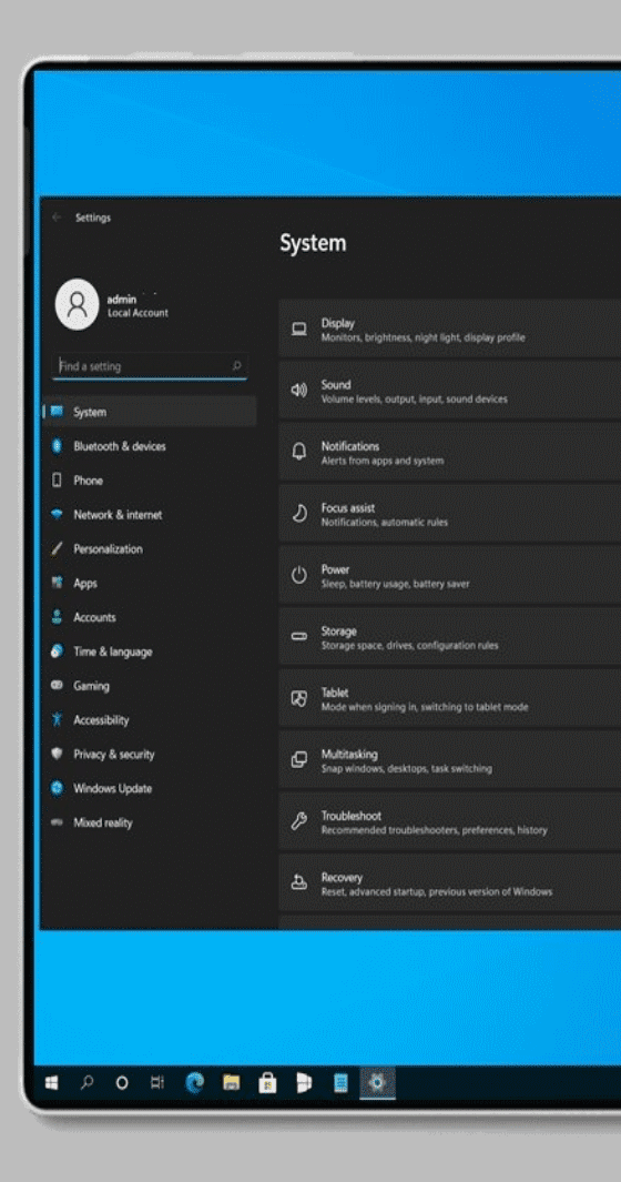 Opciones de configuración en Windows 11