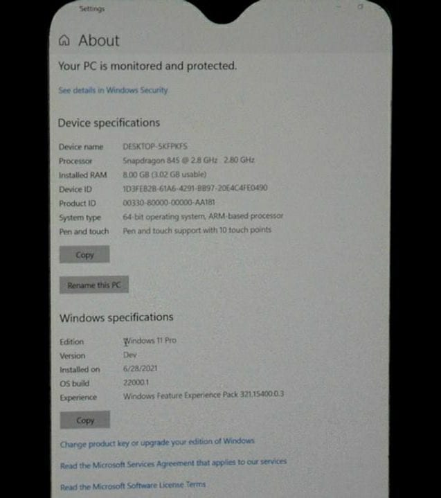 Windows 11 en el OnePlus 6T