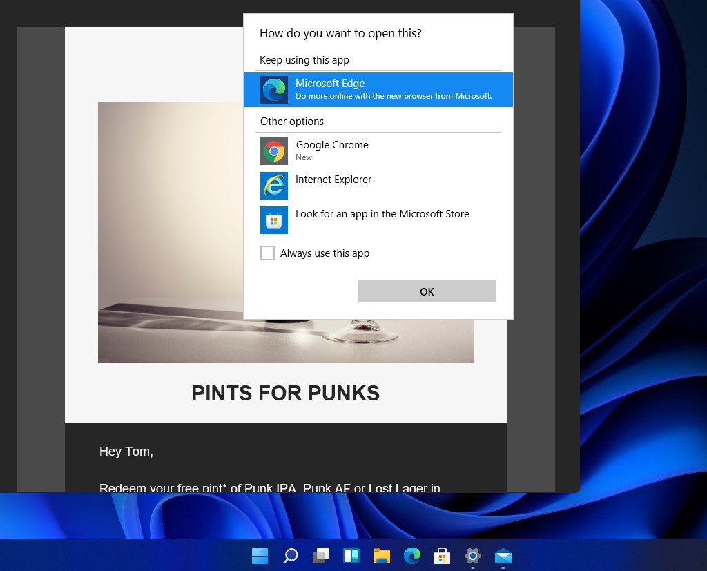 Cambio de navegador Windows 11