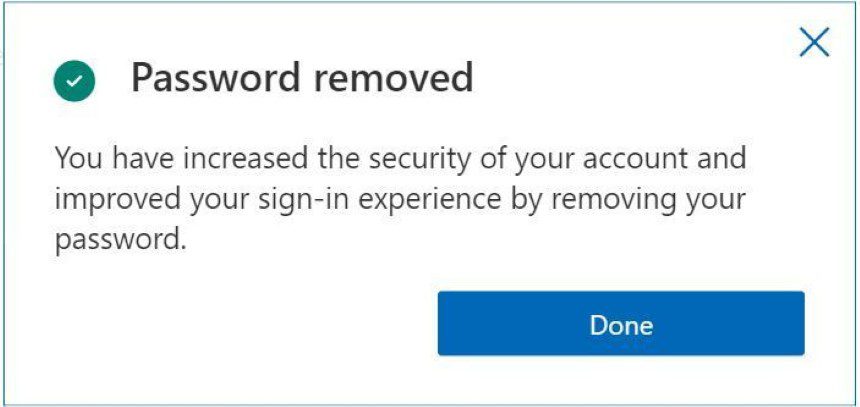 Eliminar contraseña de la cuenta Microsoft 