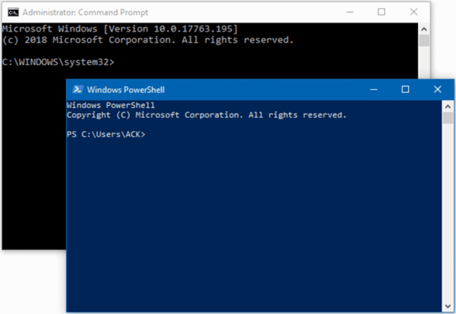 Diferencias entre el símbolo de sistema y PowerShell