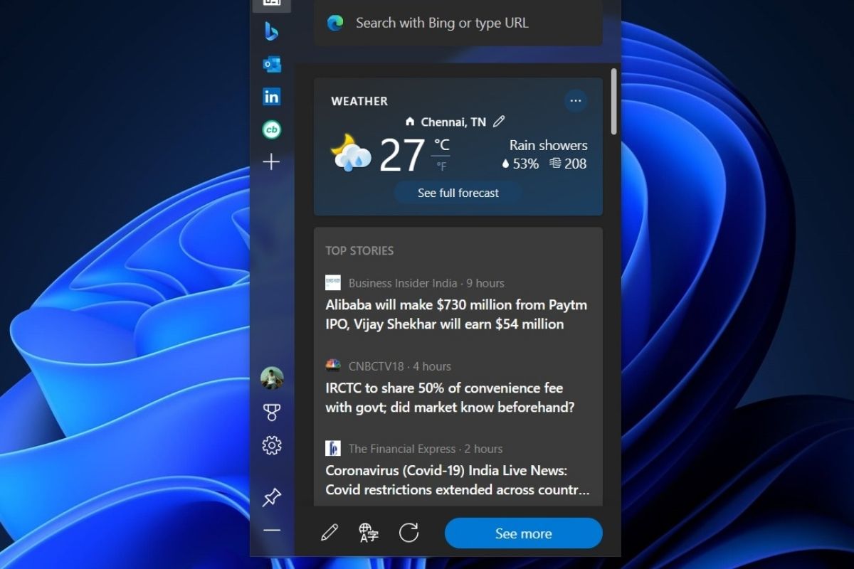 Edge Bar de Microsoft Edge para Windows