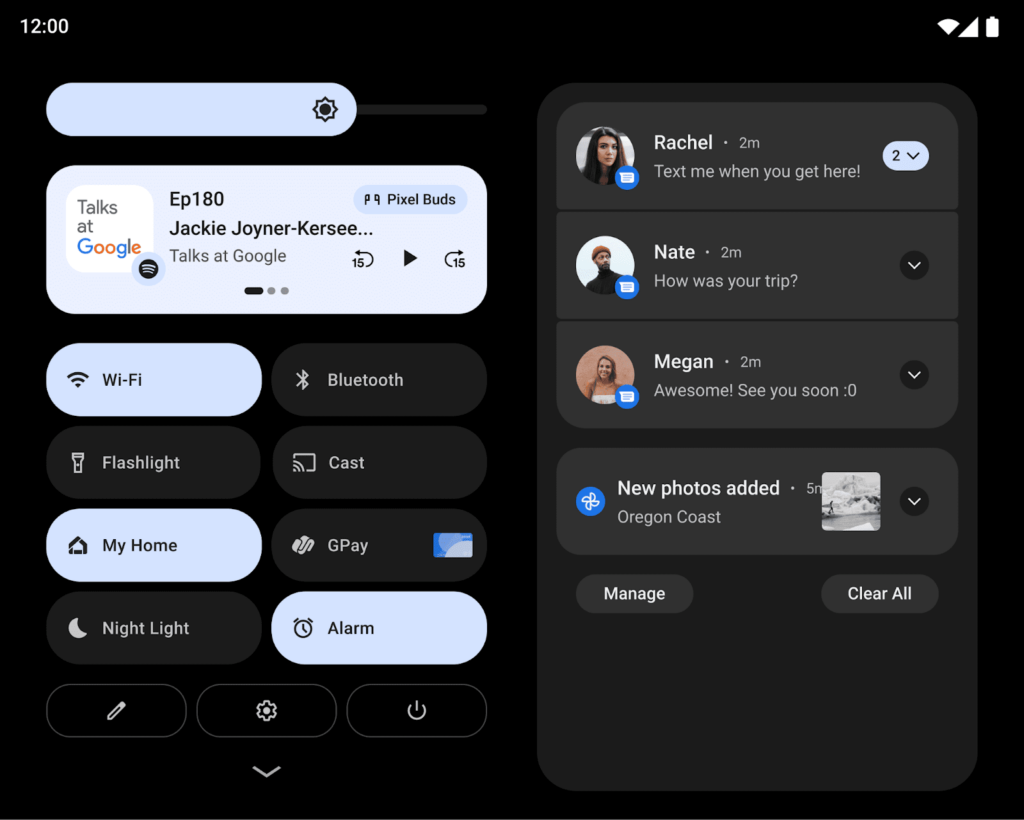 Panel de notificaciones