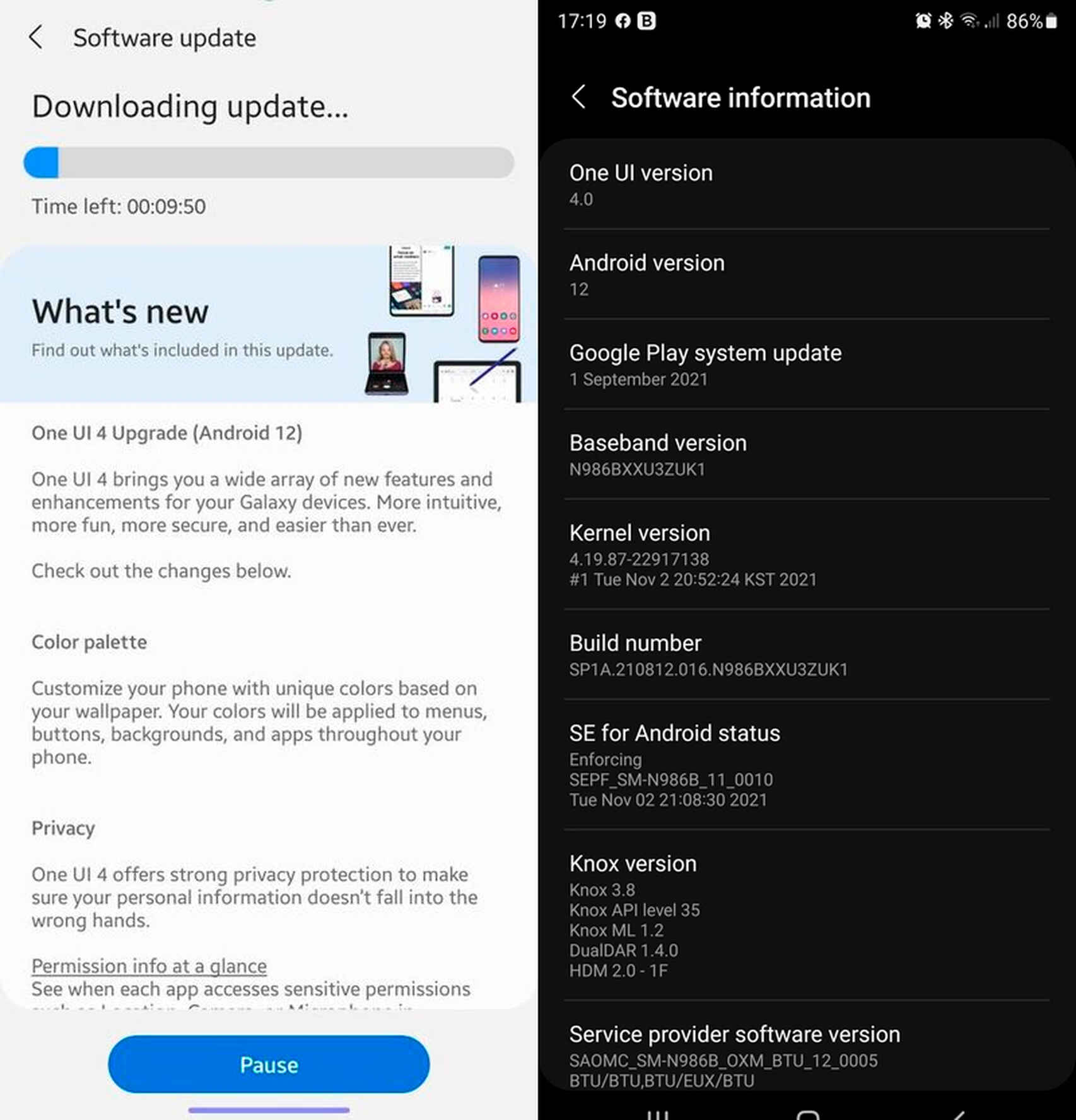 Android 12 One UI 4 para el Galaxy S20 y Galaxy Note 20