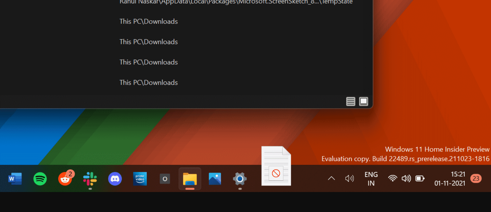 Barra de tareas de Windows 11