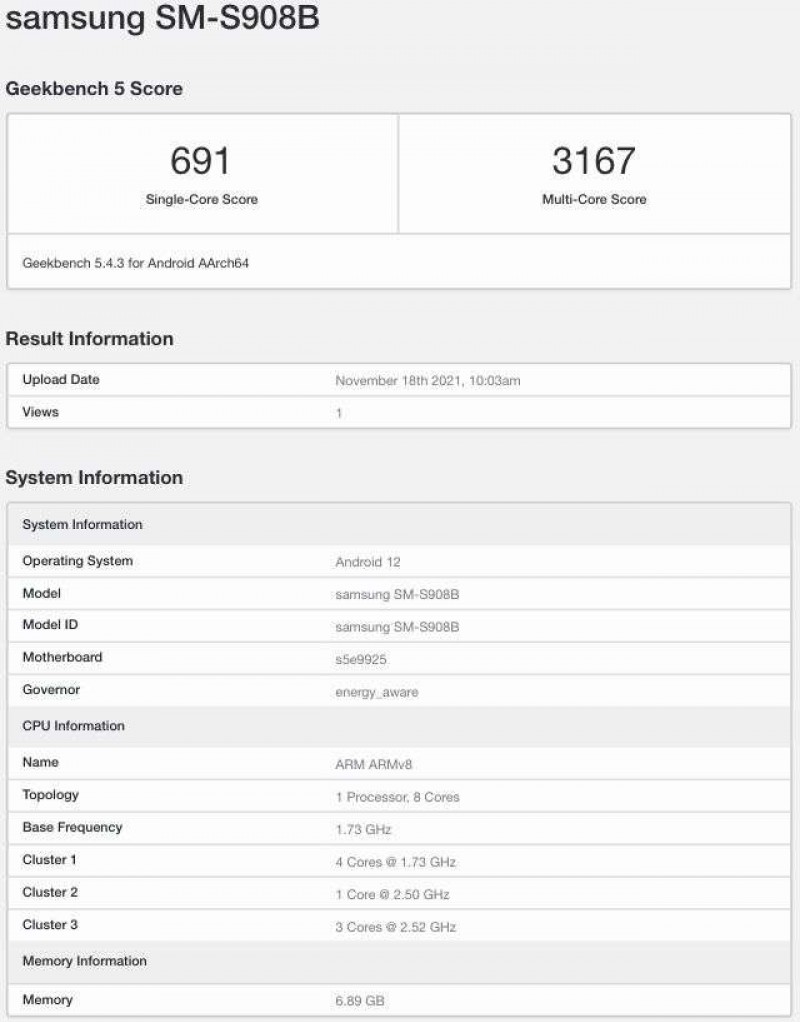 Samsung Galaxy S22 Ultra con Exynos 2200