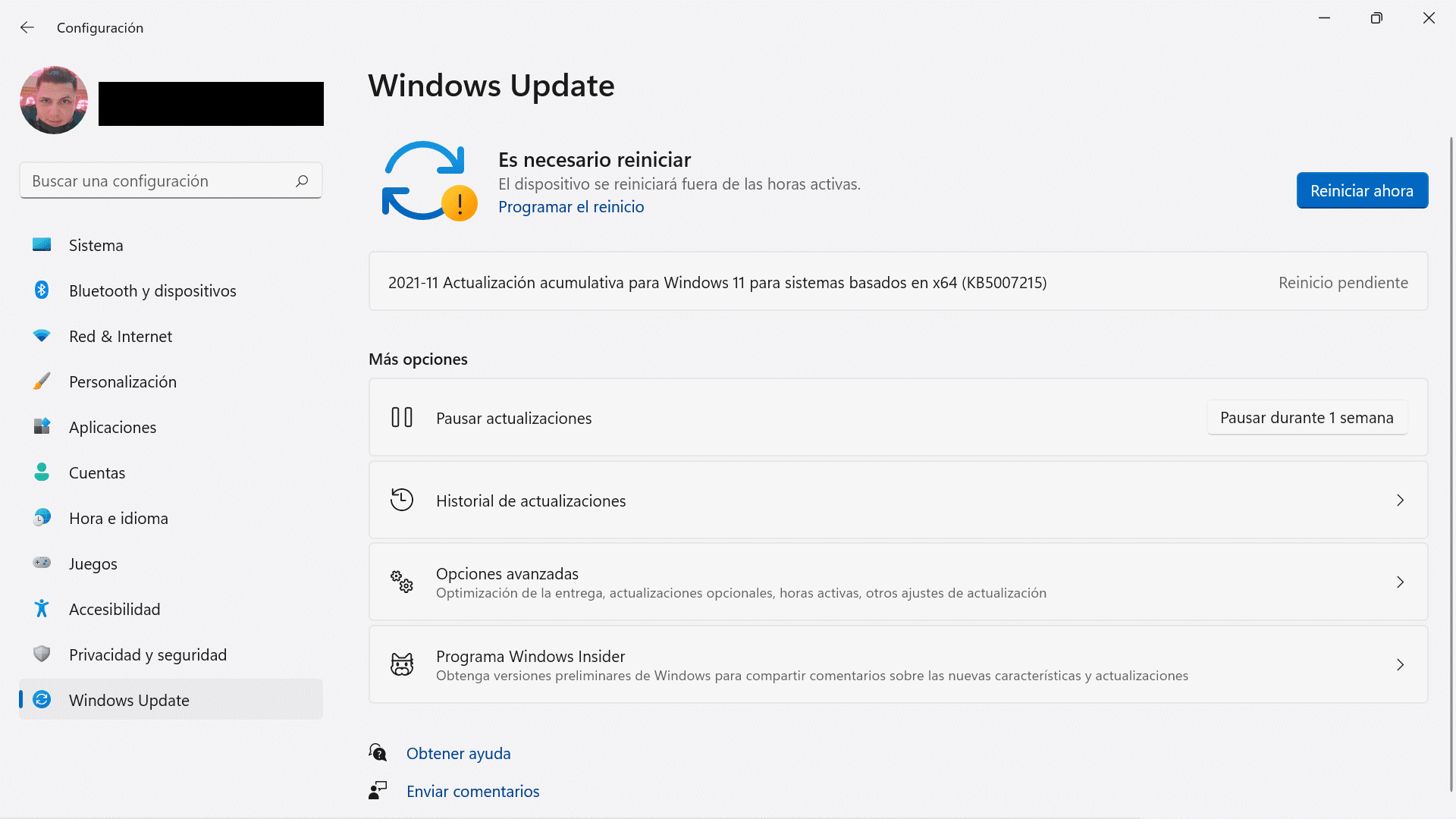 Windows 11 KB5007215 para PC no compatible 