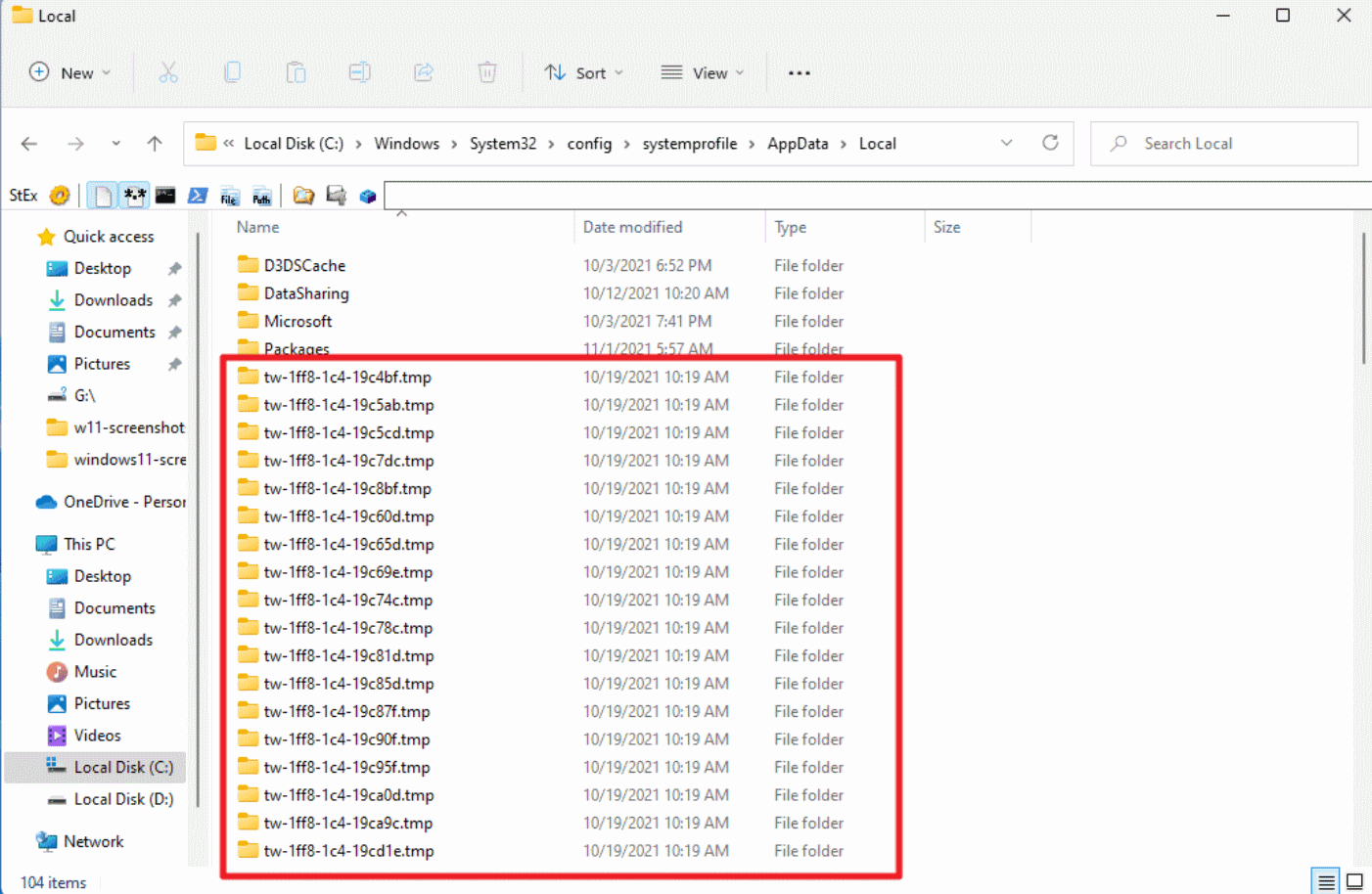 Windows 11 crea miles de carpetas en Win32