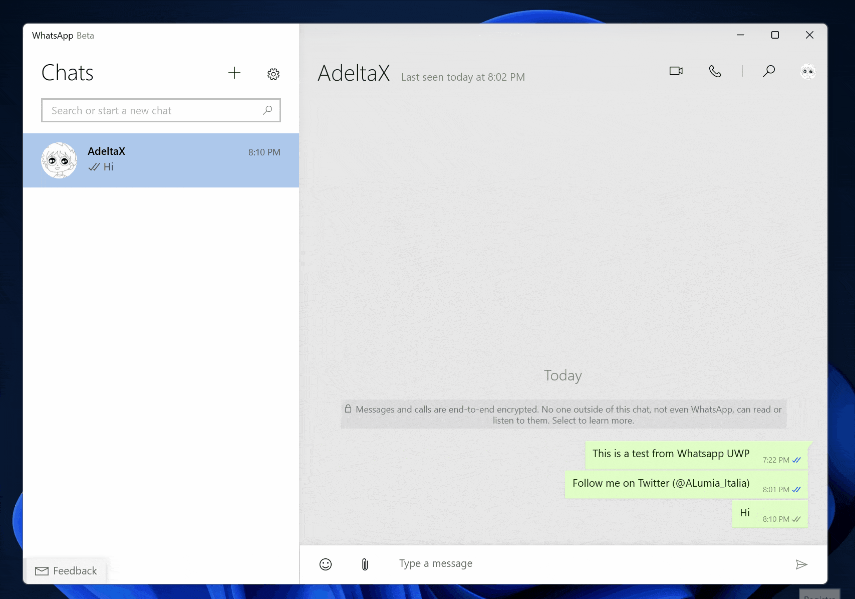 Aplicación UWP de WhatsApp para Windows