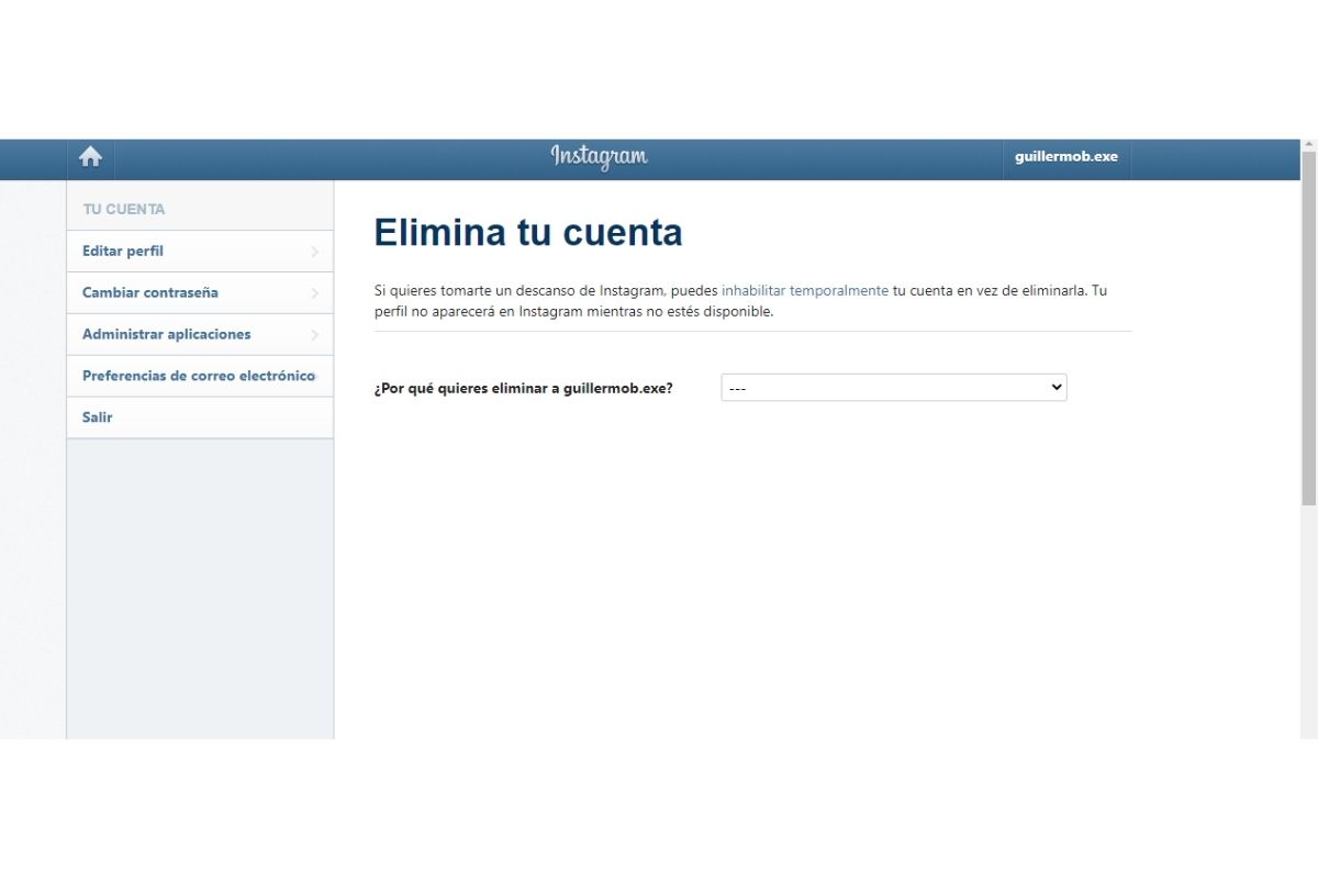 borrar cuenta de instagram