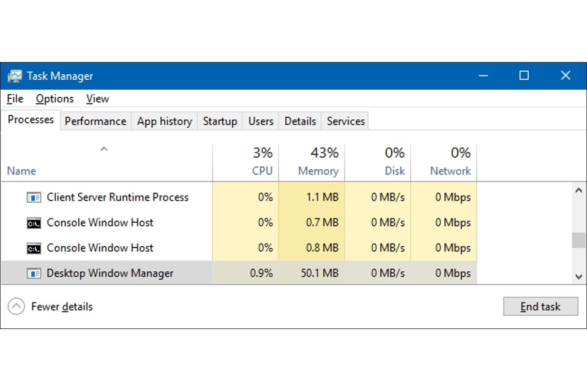 Proceso Desktop Window Manager