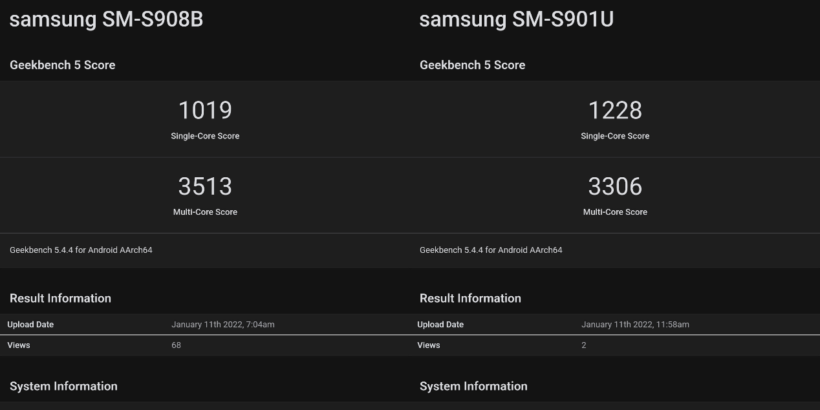Exynos 2200 vs. SD 8 Gen 1