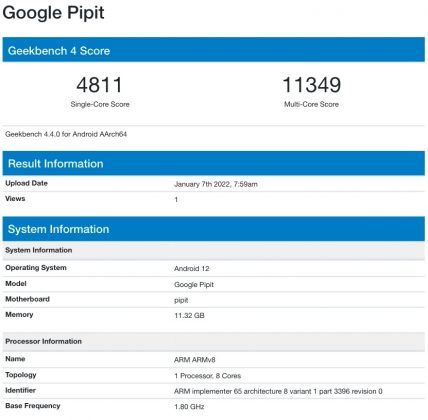 Google Pixel Fold en Geekbench