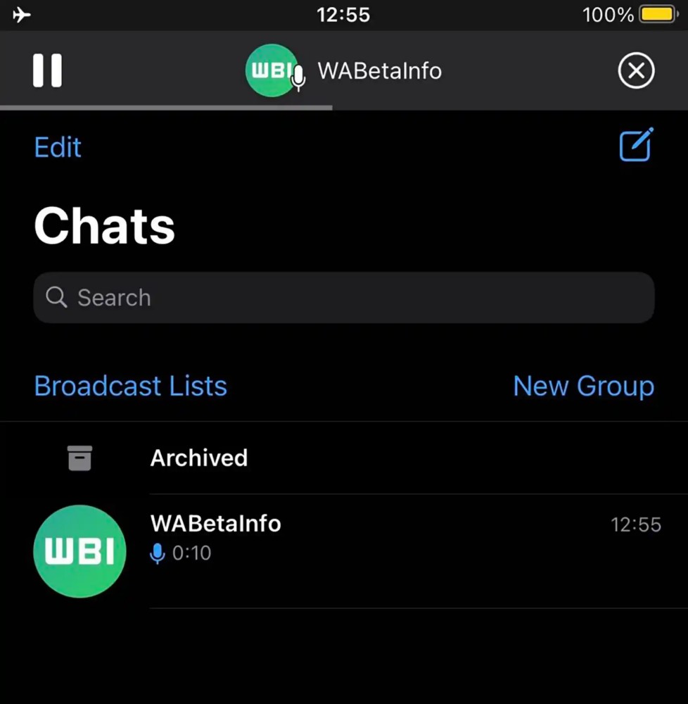 Reproductor global de audio de WhatsApp
