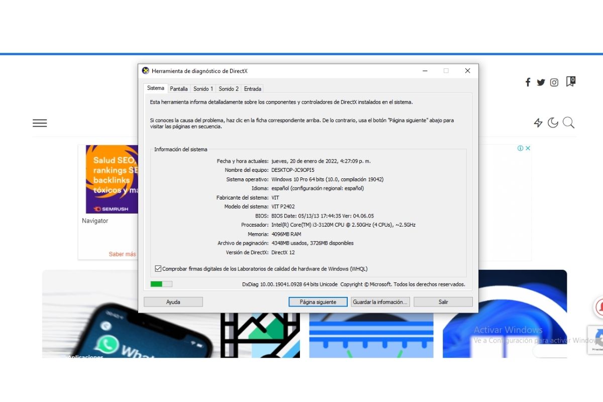 Versión de DirectX