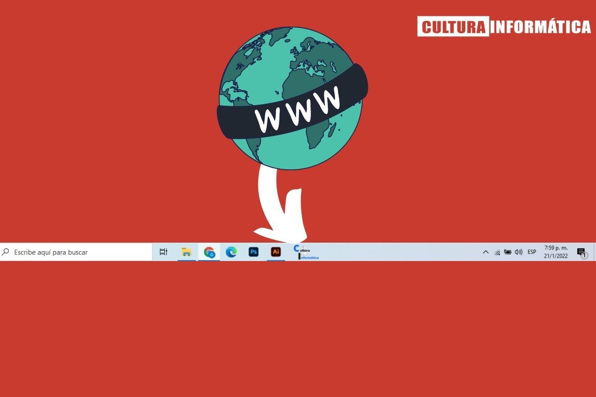 Sitio web en la barra de tareas de Windows