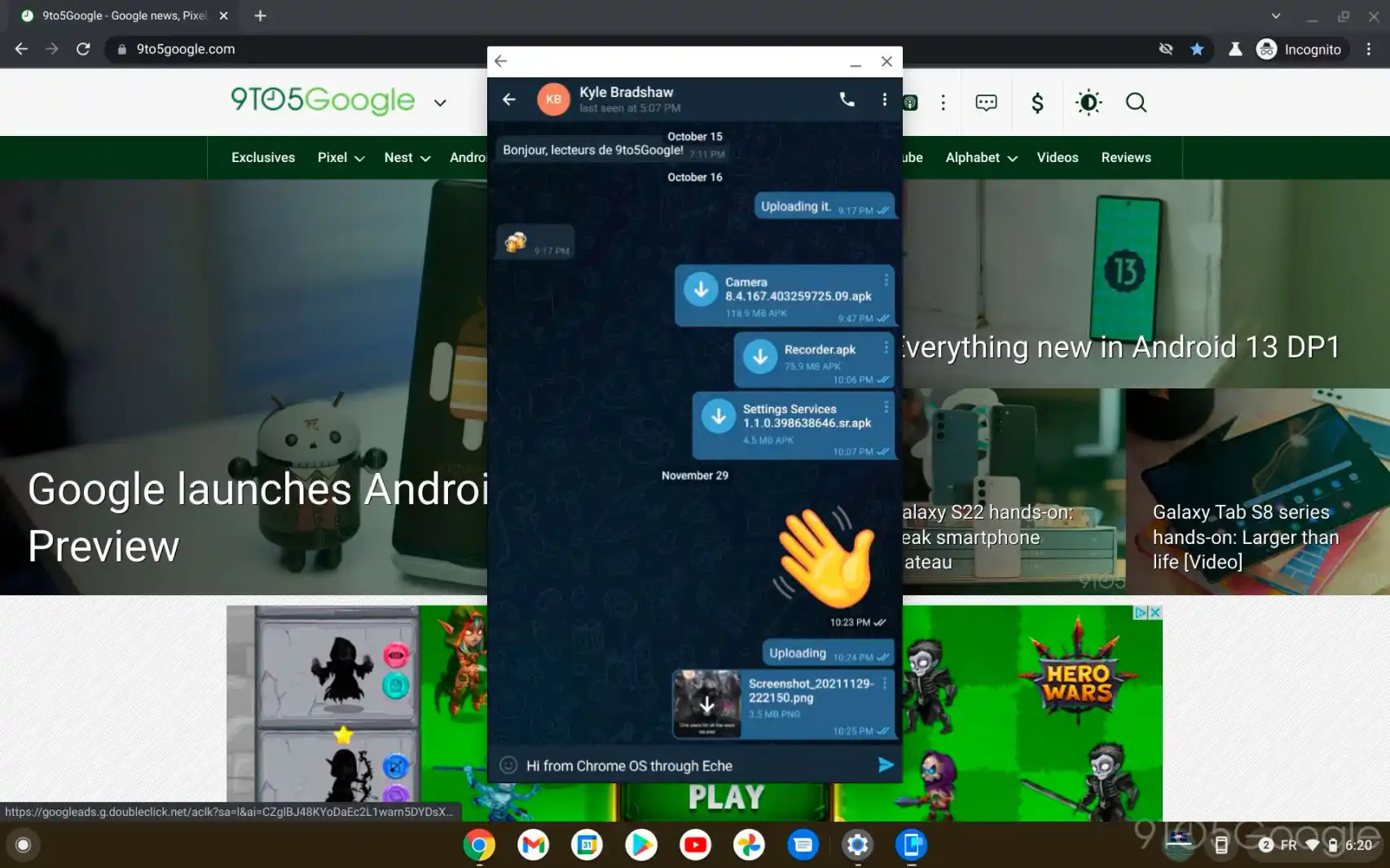 Android 13 ejecutará app en ordenadores 