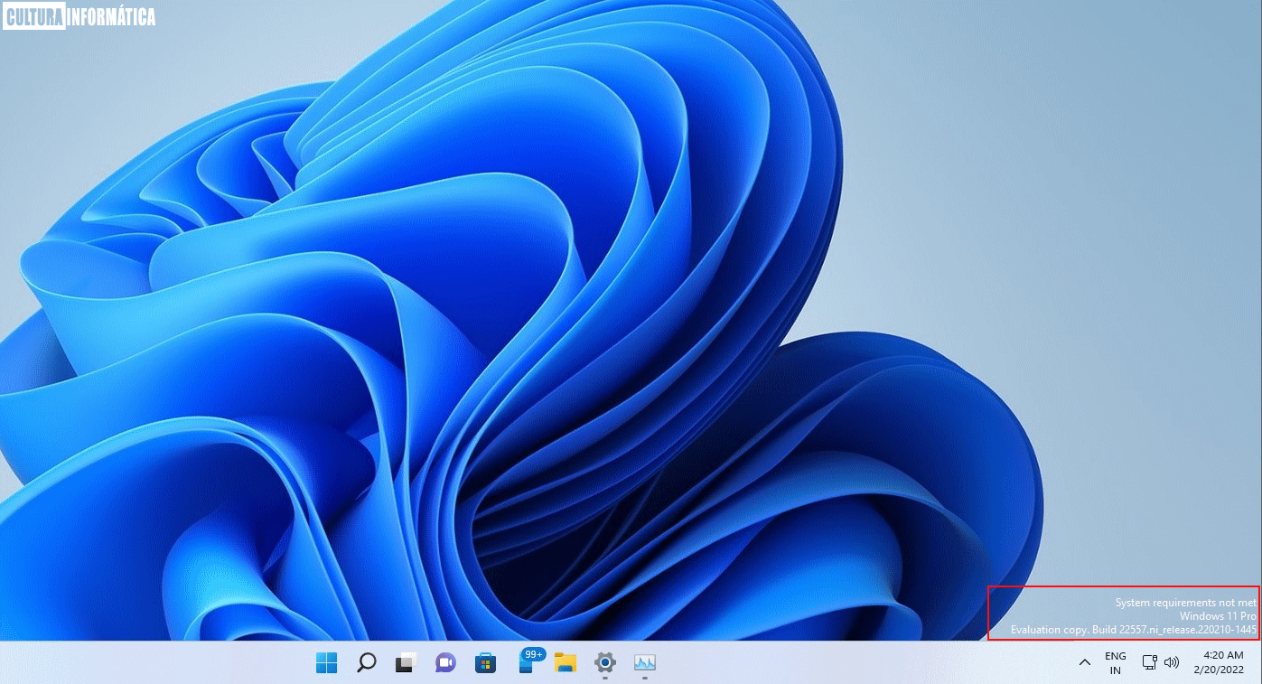 Aviso de en las PC no compatibles con Windows 11