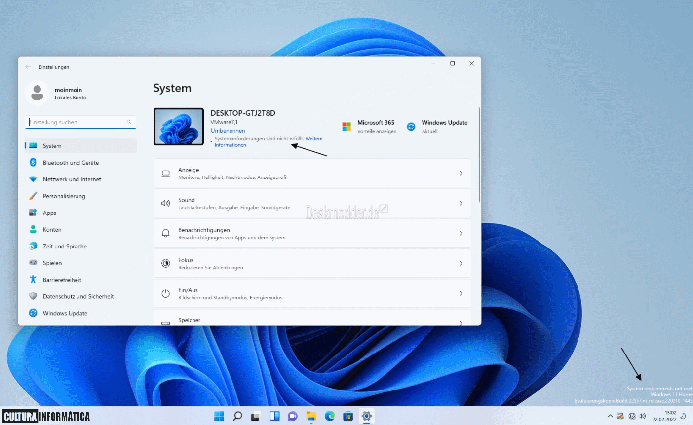 Eliminar el aviso Requisitos del sistema no cumplidos en Windows 11