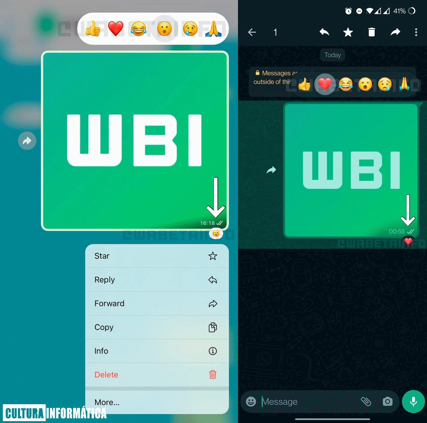 Reacciones de WhatsApp