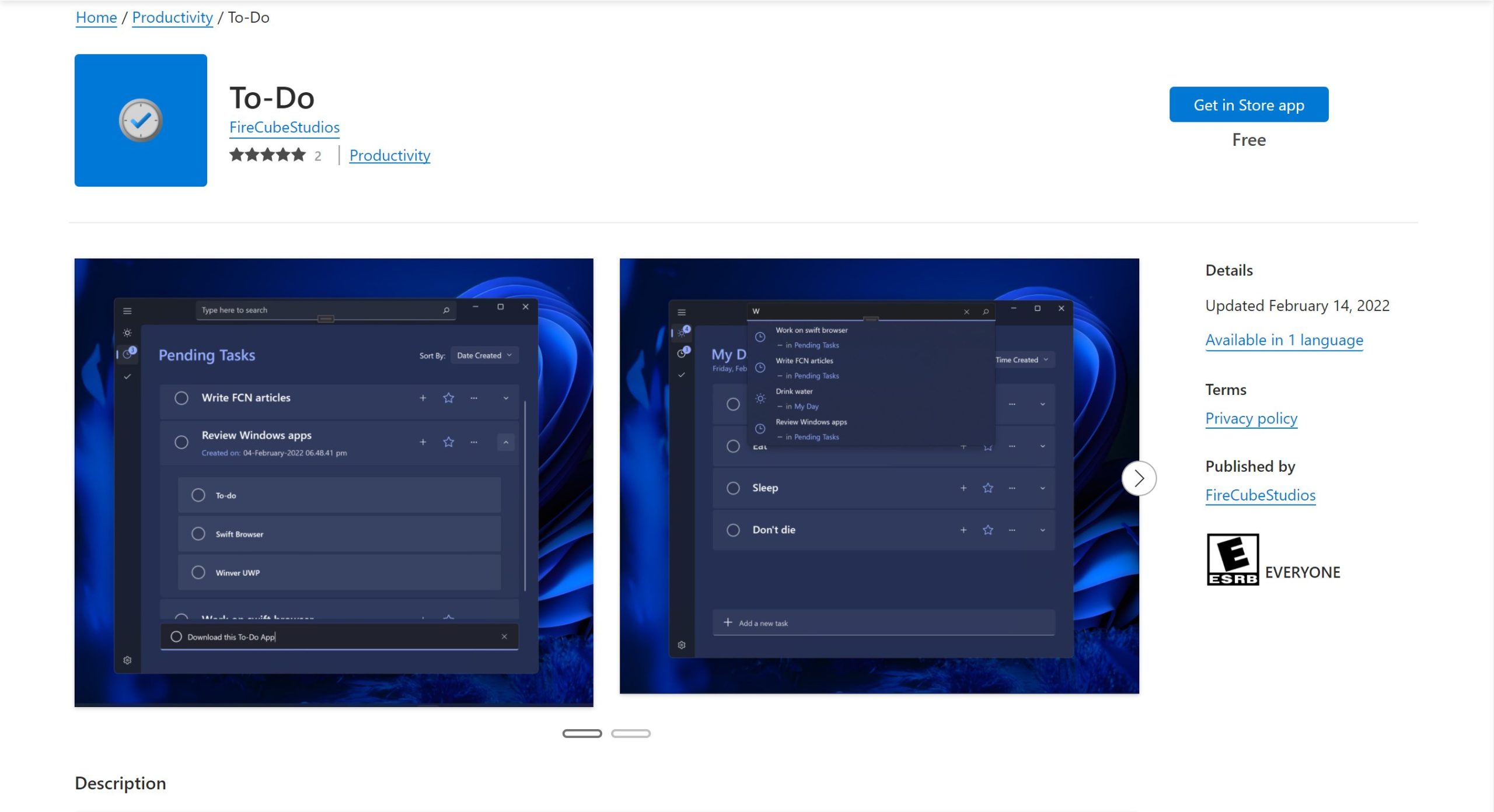 Web de la Microsoft Store