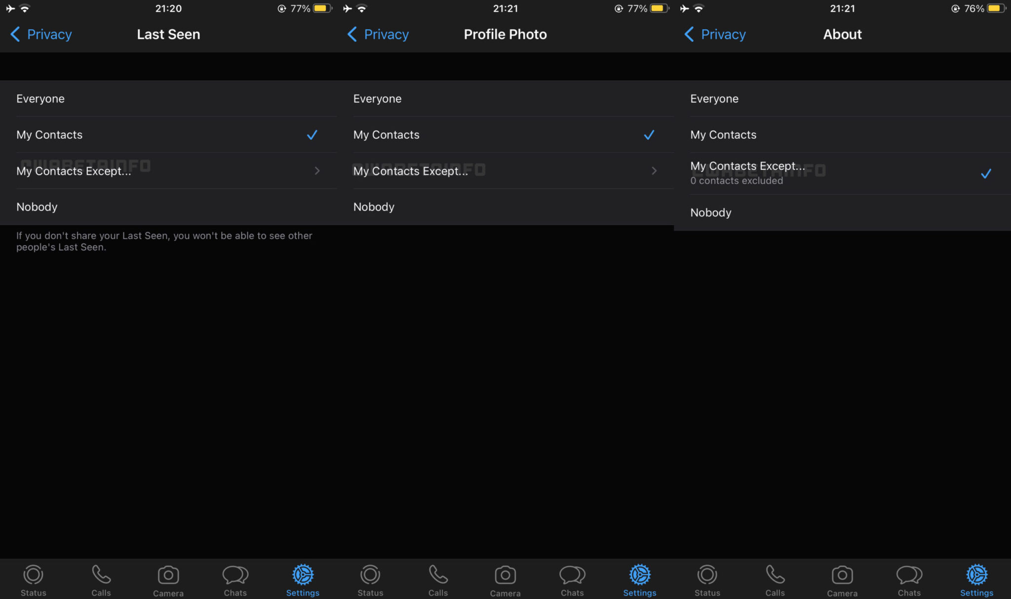 WhatsApp ocultar última conexión a ciertos contactos