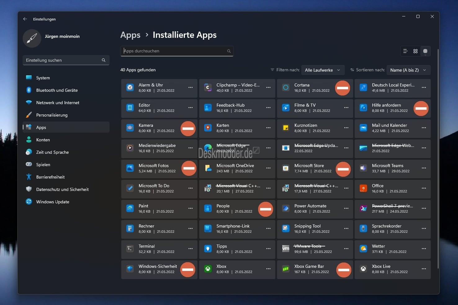 Aplicaciones preinstaladas en Windows 11 22H2