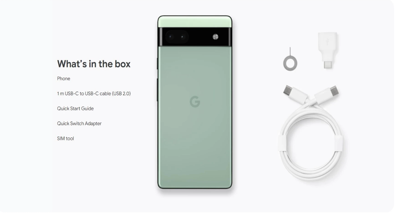 Especificaciones oficiales del Google Pixel 6a