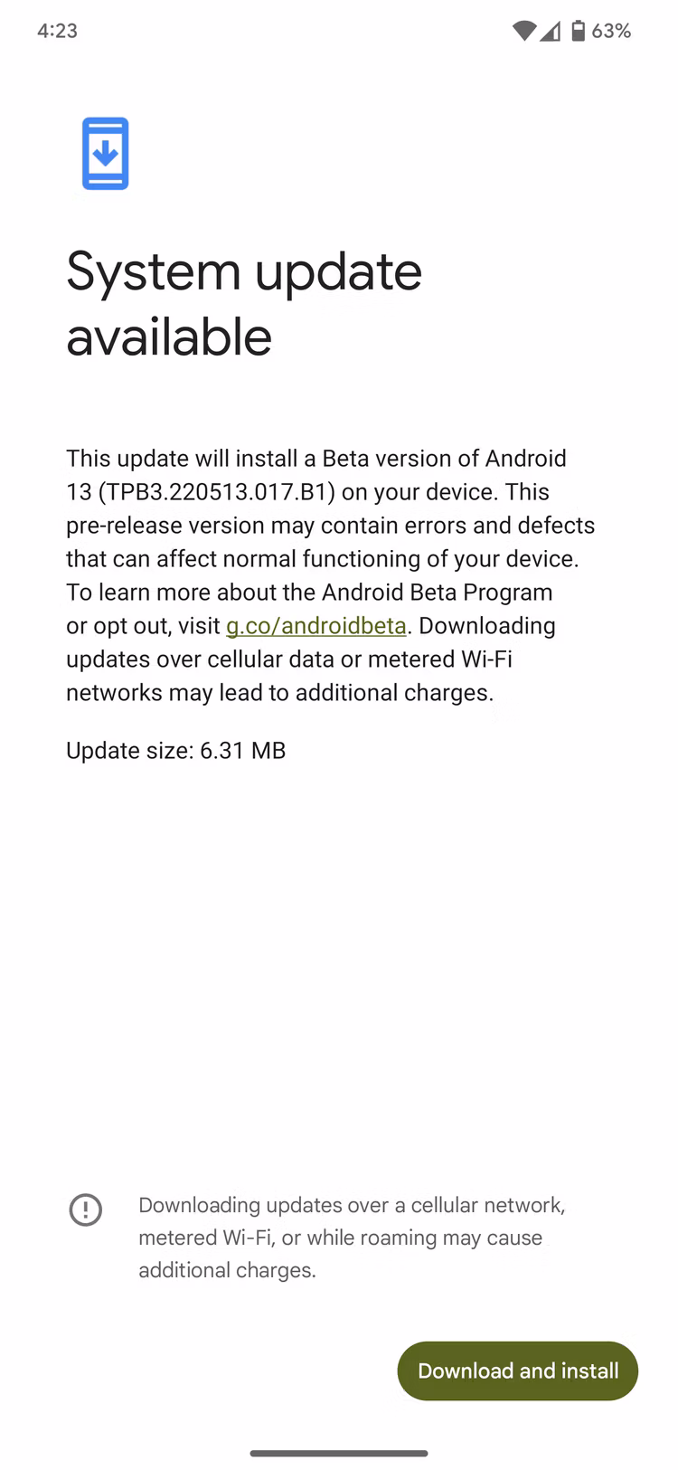 Android 13 Beta 3.1