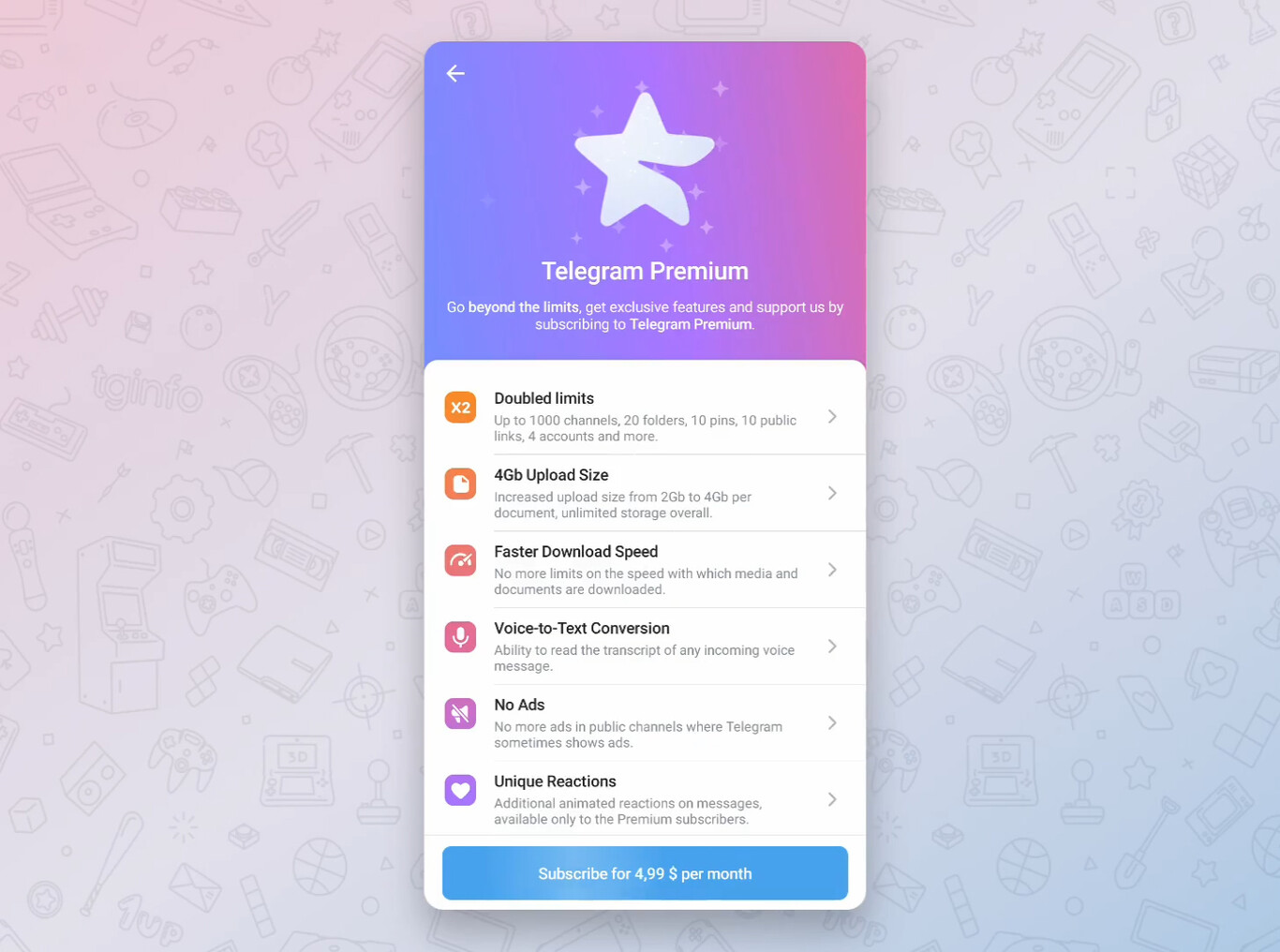 Funciones y precio de Telegram Premium