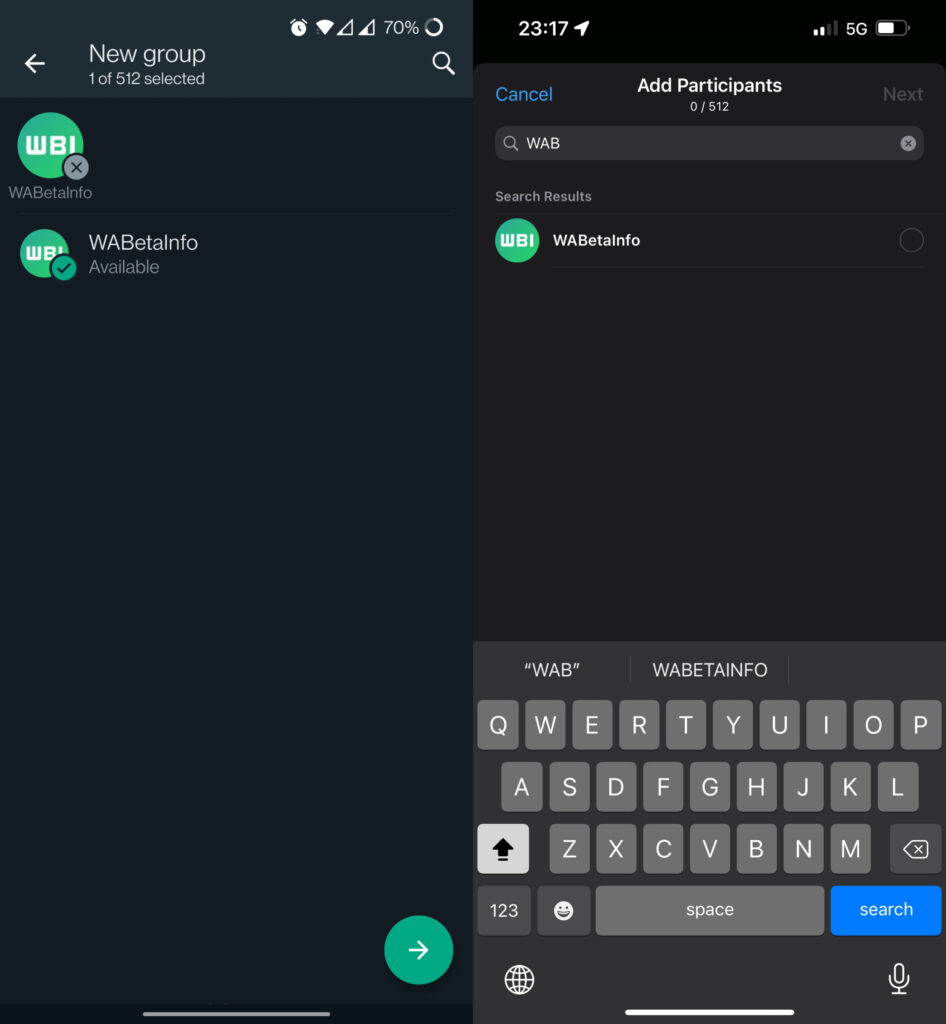 WhatsApp 512 participantes/ WABetaInfo