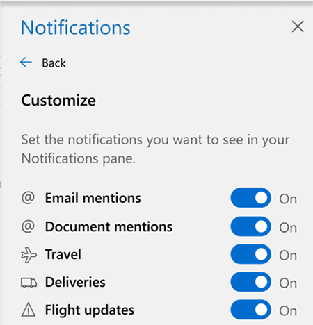Nuevo panel de Notificaciones