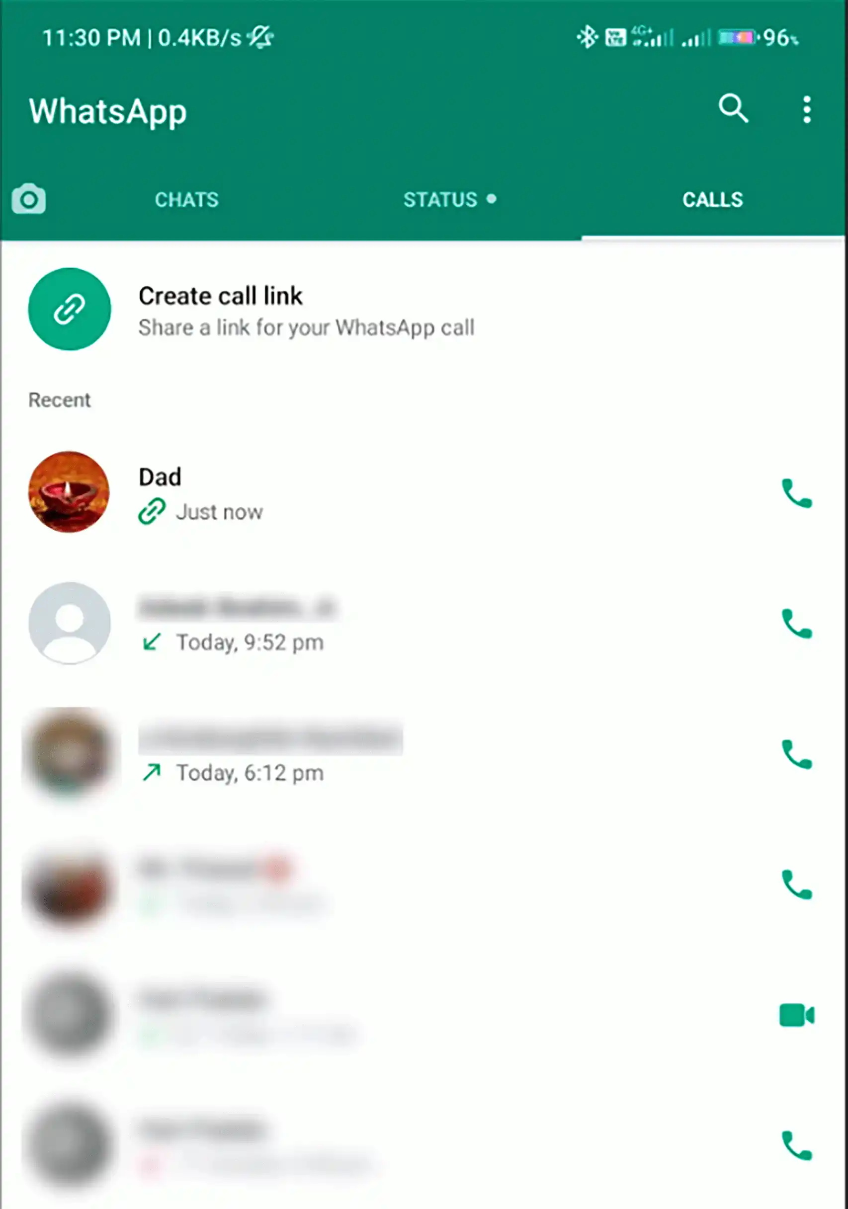 Enlaces de llamadas de WhatsApp