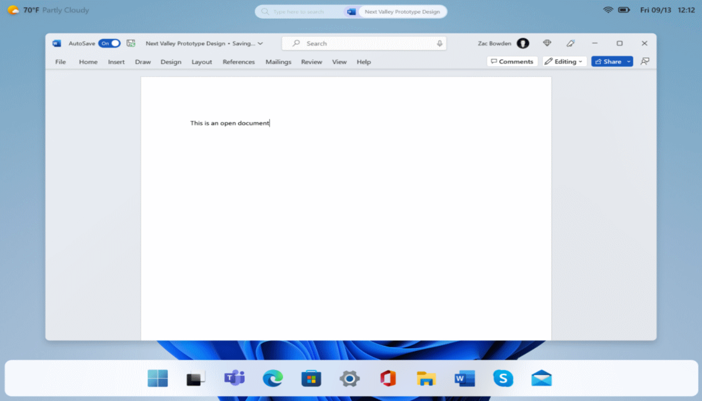 Interfaz de Windows 12
