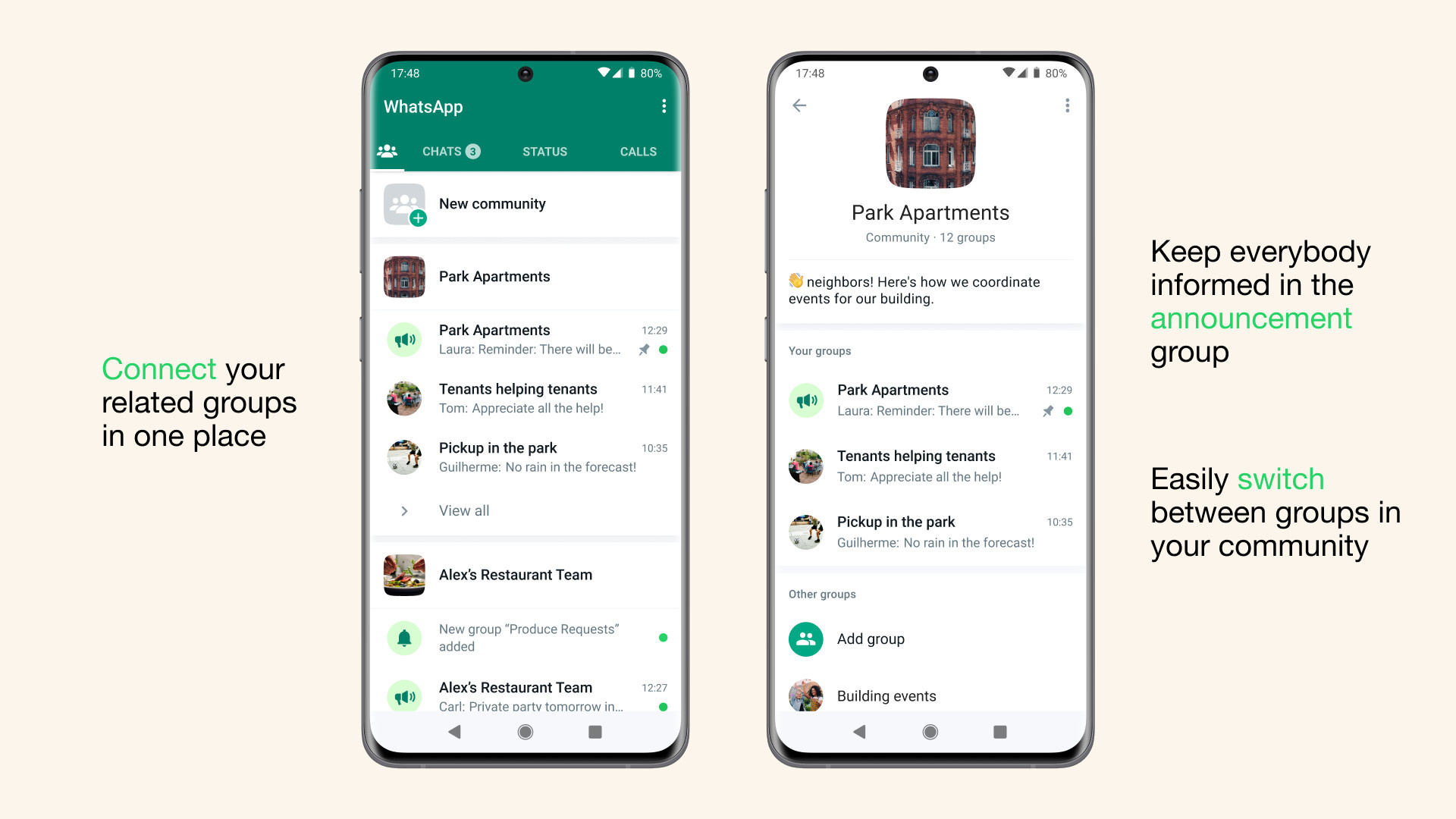 WhatsApp agrega las comunidades y los videos grupales