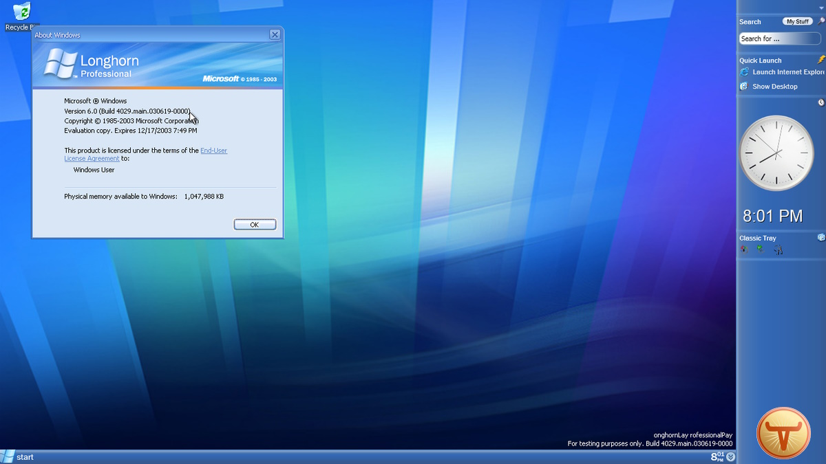 Historia de Windows Longhorn