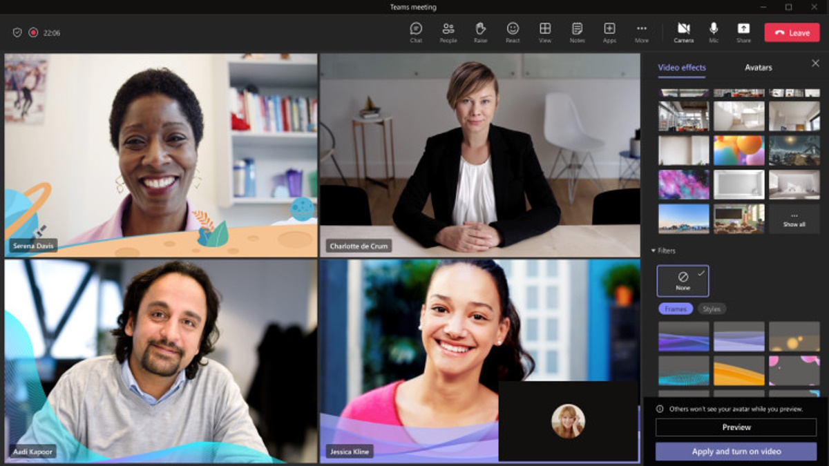 Microsoft Teams agrega nuevos filtros a los videos