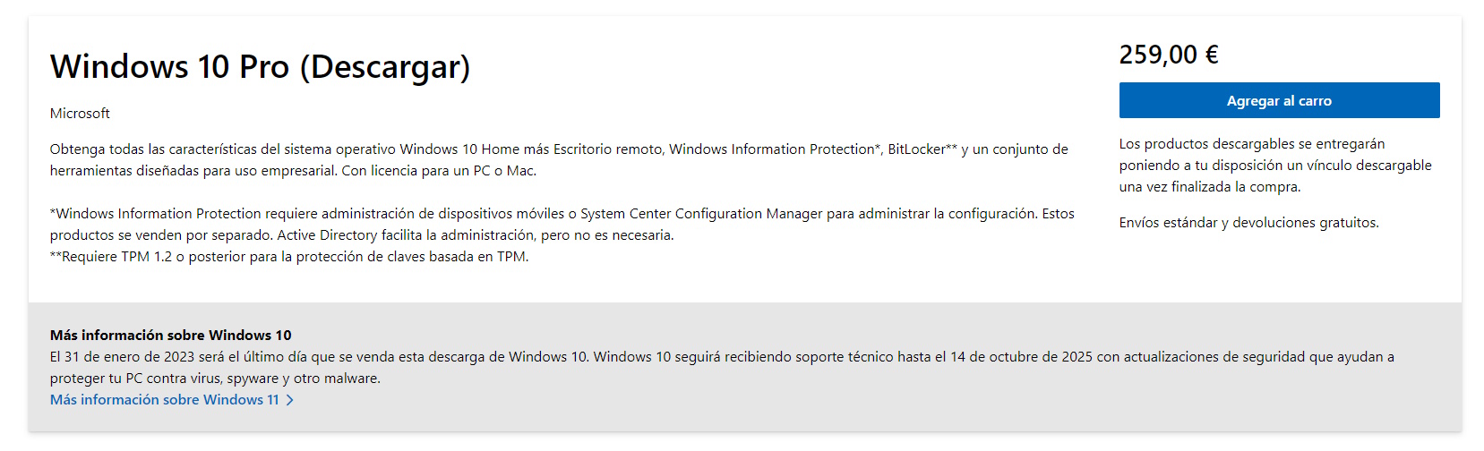 Microsoft dejará de vender licencias de Windows 10 a finales de enero de 2023