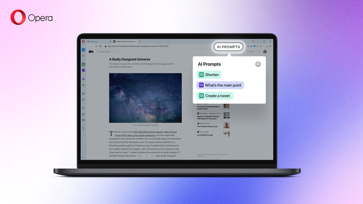 Opera con AI Prompts