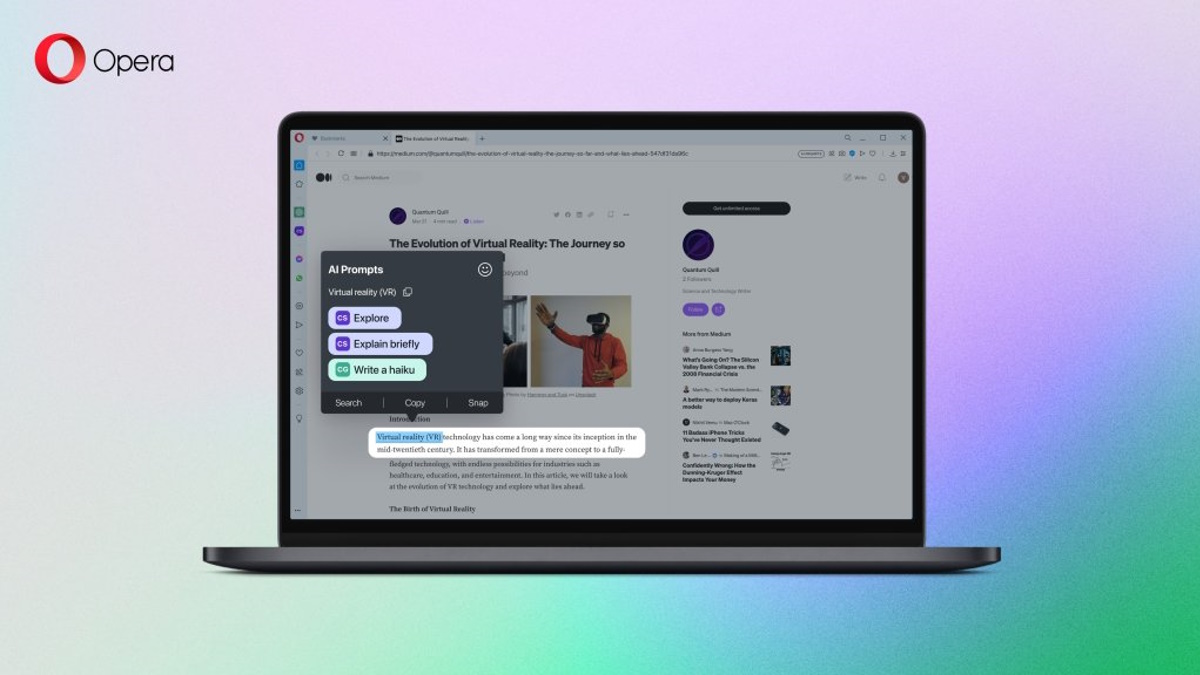 Opera con AI Prompts