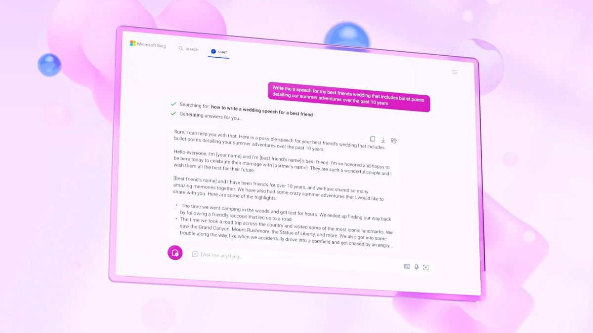 Novedades que han llegado a Bing Chat